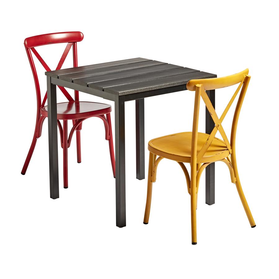 New York Cafe Two Seat Square 70cm Commercial Bistro Dining Set Indoor- Outdoor