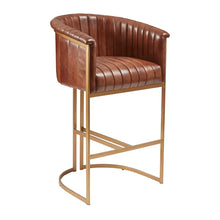Load image into Gallery viewer, Nolan Pecan Leather High Bar Stool
