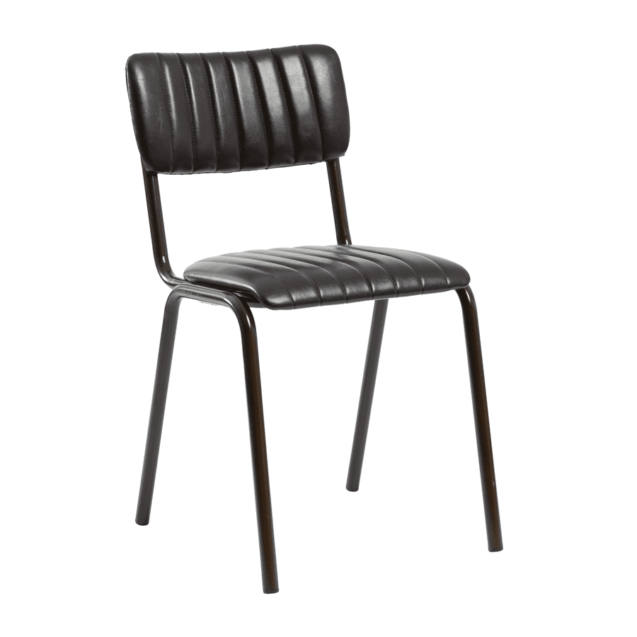 Bali Genuine Black Leather Contract DIning Chair