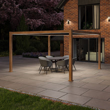 Load image into Gallery viewer, Aluminium Louvered Roof Garden Gazebo Pergola 4m x 4m Wood effect Frame
