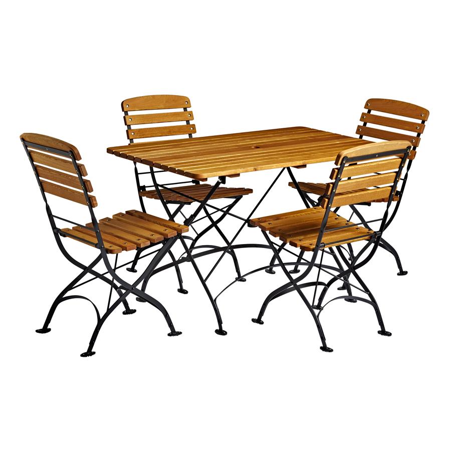 Lyon Four Seat Fold Away Rectangular Wooden commercial outdoor dining set