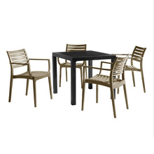 Load image into Gallery viewer, Outdoor Commercial Grade Four Seat 80cm Square Resin Dining Set with Taupe rein armchairs | Luxury commercial furniture
