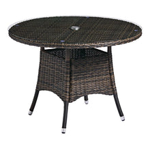 Load image into Gallery viewer, Barcelona Brown Rattan Four Seat Round 110cm Commercial Outdoor Dining Set
