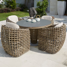Load image into Gallery viewer, Skyline Design Dynasty Four Seat Round Kubu Rattan Garden Dining Set
