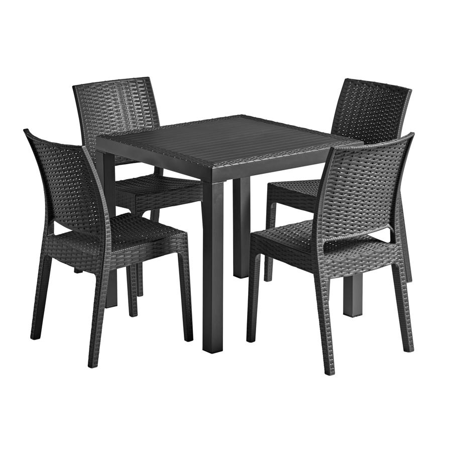 Milan Dark Grey Resin Four Seat Square 80cm Commercial Dining Set Suitable for indoor - Outdoor