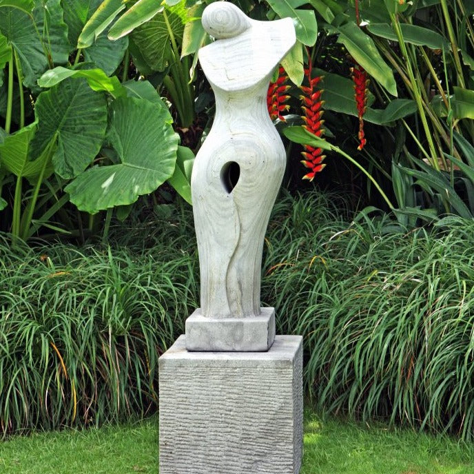 Joanne modern stone landscaping sculpture with plinth