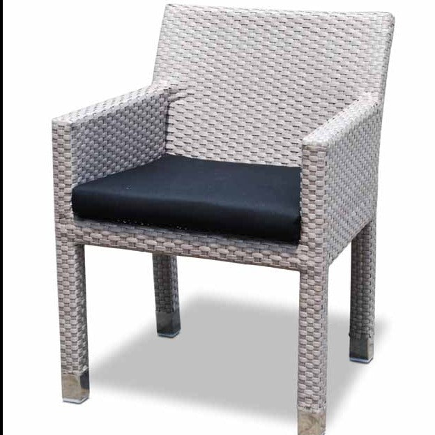 Metz Silver Walnut Rattan Outdoor Commercial Grade Dining Chair