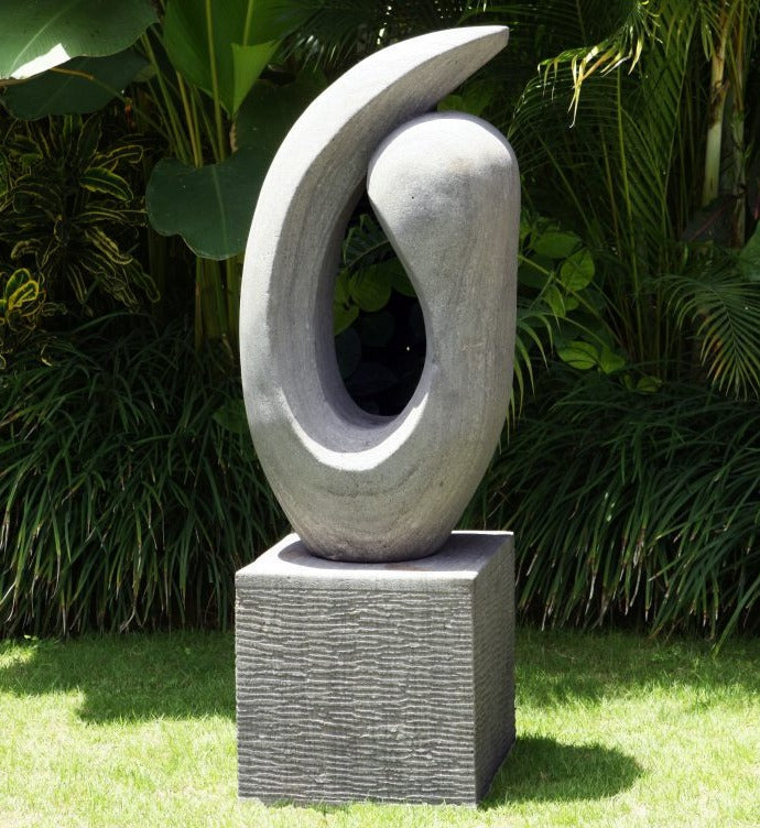 Modern Art Stone Sculpture With Plinth