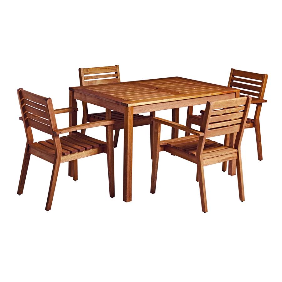London Wooden Four Seat Rectangular Commercial Dining Set