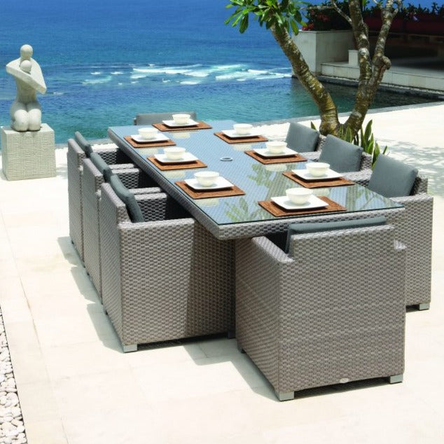 Skyline Design Pacific Rattan Eight Seat Rectangular Garden Dining Set