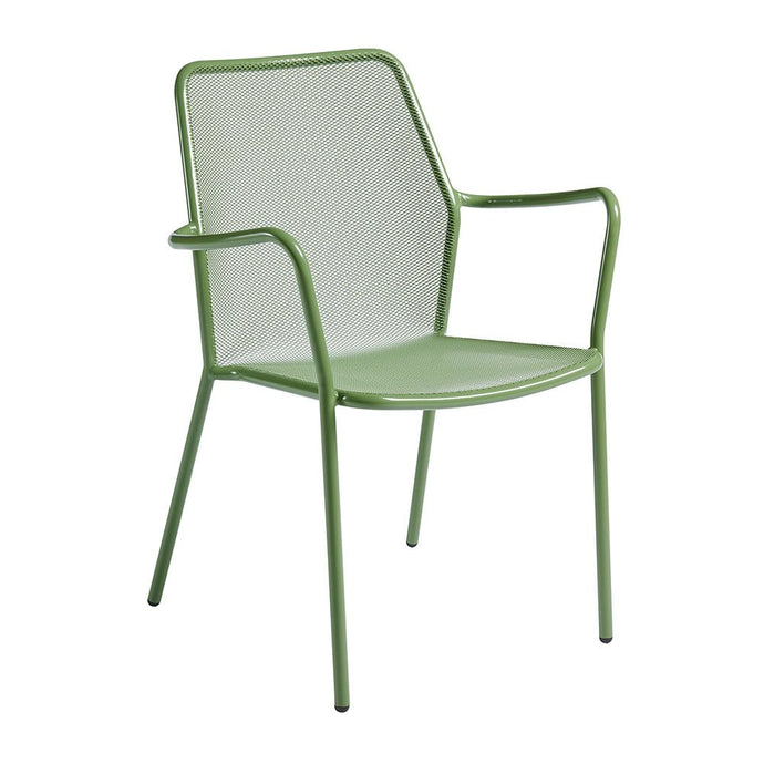 Lisbon Metal Outdoor commercial Dining Armchair Olive Set of Two
