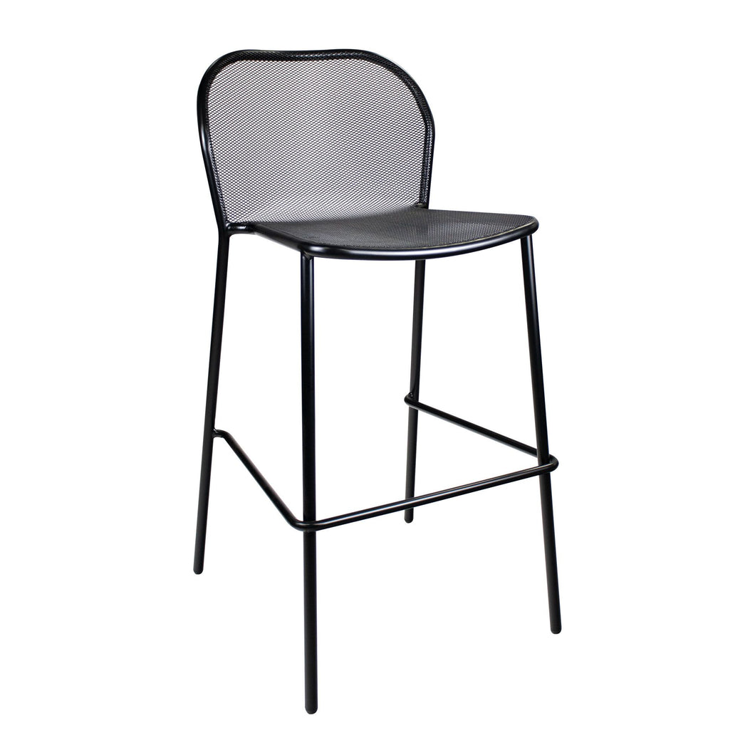 Lisbon Metal Outdoor commercial High Bar Chair Black Set of Two