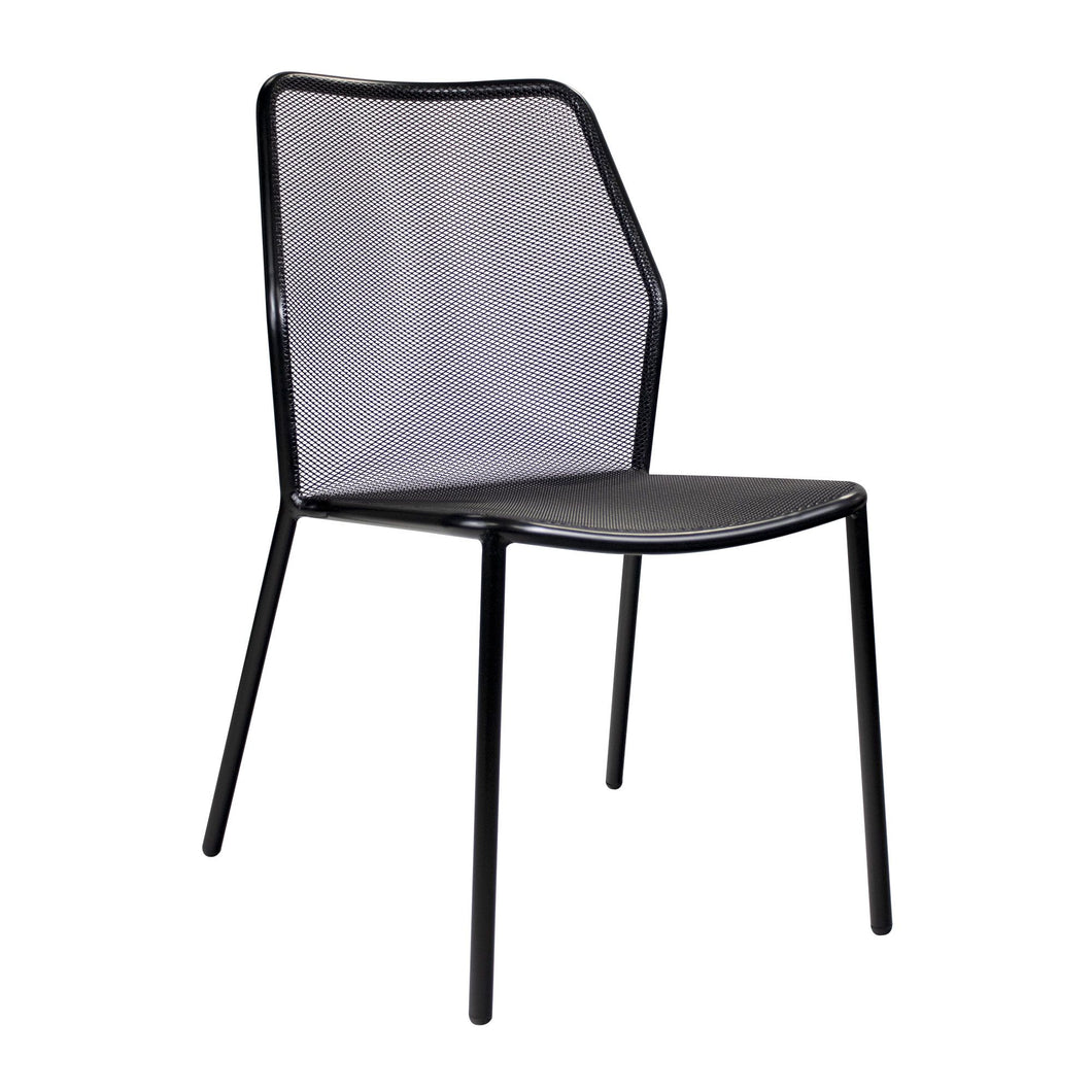 Lisbon Metal Outdoor commercial DIning Side Chair Black Set of Two