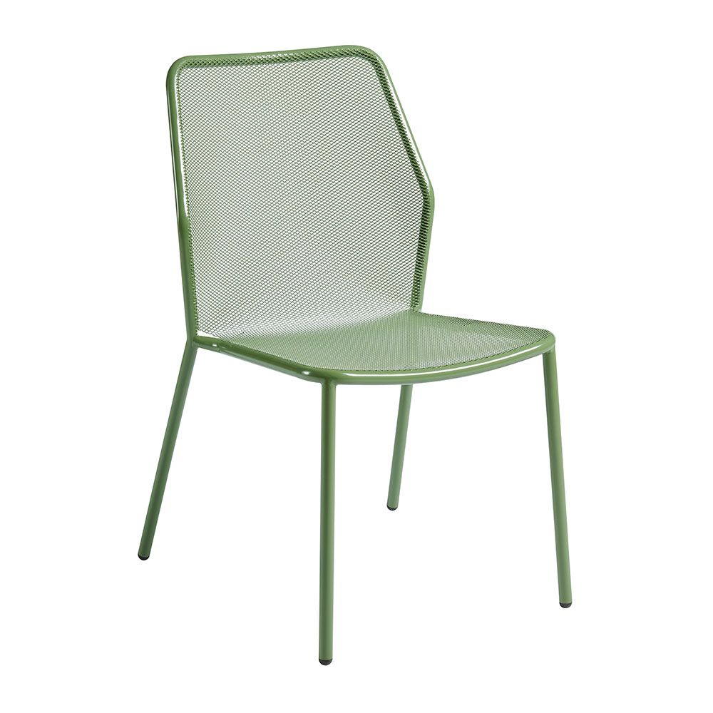 Lisbon Metal Outdoor commercial Dining Side Chair Olive Set of Two