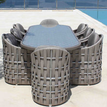 Load image into Gallery viewer, Skyline Design Strips Eight Seat Oval Rattan Garden Dining Set
