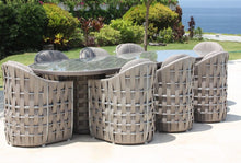 Load image into Gallery viewer, Strips Silver Walnut Rattan Outdoor Commercial Grade Dining Chair
