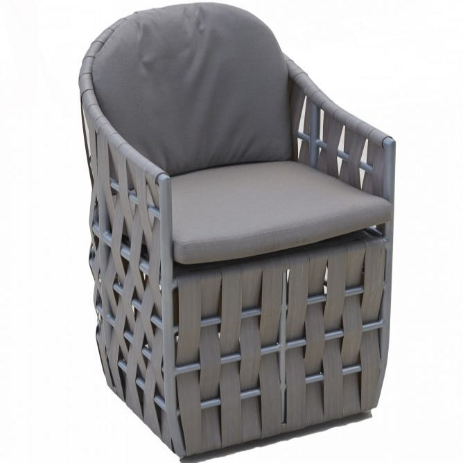Strips Silver Walnut Rattan Outdoor Commercial Grade Dining Chair