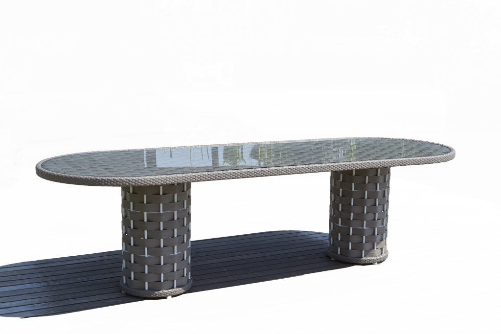 Skyline Design Strips Rattan Garden Dining Table Oval