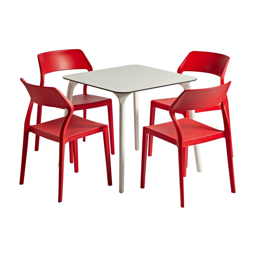 Corsica Four Seat Square 80cm Modern Commercial Dining Set Suitable for indoor - Outdoor