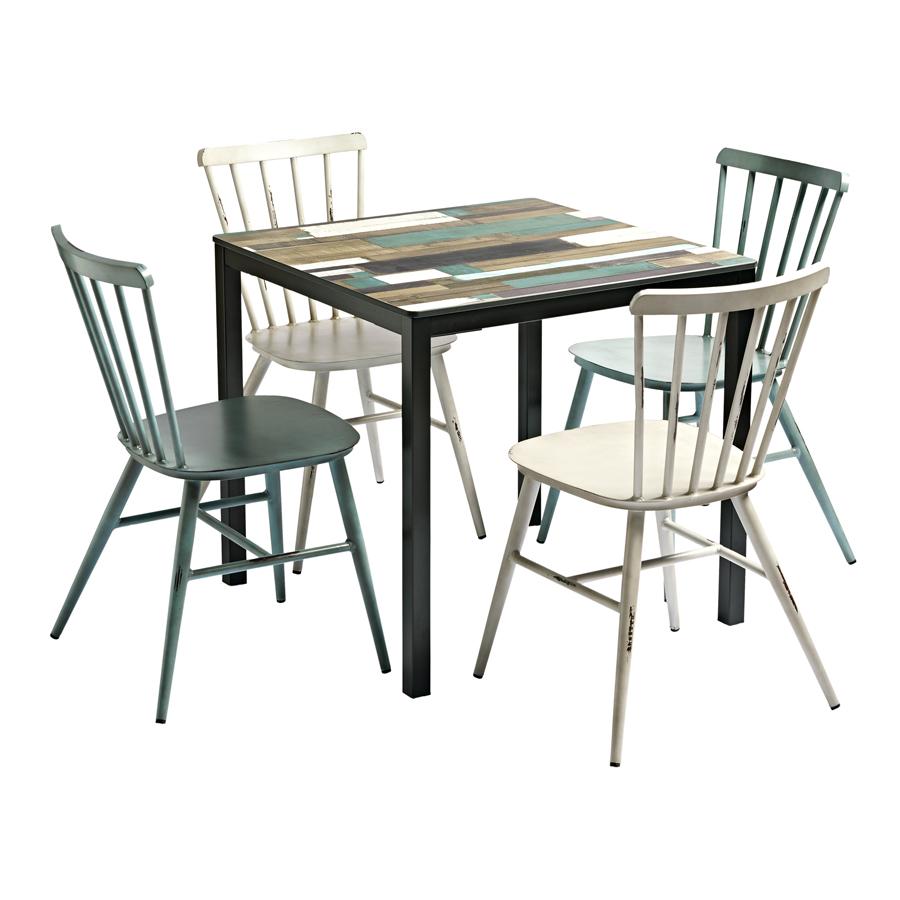 Cuba Four Seat Square Contract Dining Set With Extrema Driftwood Top- Indoor or Outdoor