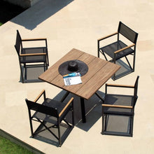 Load image into Gallery viewer, Skyline Design Venice Four Seat Square Garden Dining Set - Teak with White
