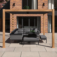 Load image into Gallery viewer, Aluminum Wood Effect Pergola Gazebo with Louvered Roof 3m x 4m Frame

