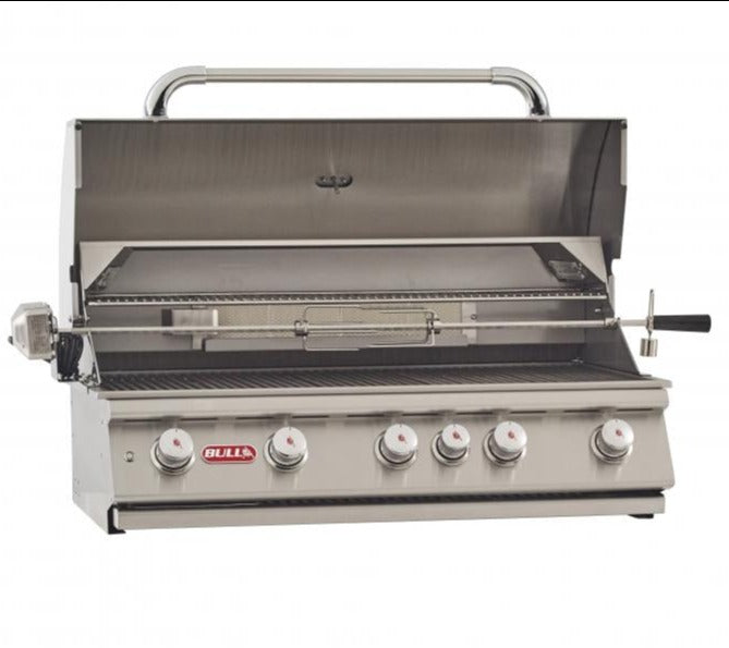 BULL BRAHMA 6 Burner Built in Propane Gas BBQ Grill Head with Rotisserie and Cover