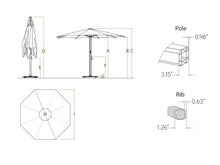 Load image into Gallery viewer, Carectere JCP-202 4.5m Octagonal Large Centre Pole Parasol with Wheeled Parasol Base
