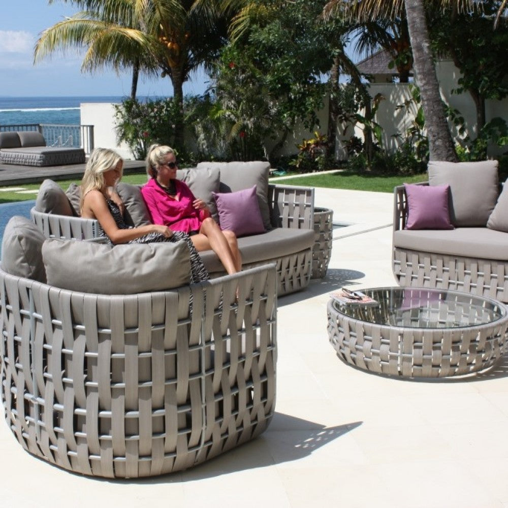 Skyline Design Strips Five Seat Rattan Garden Sofa Set
